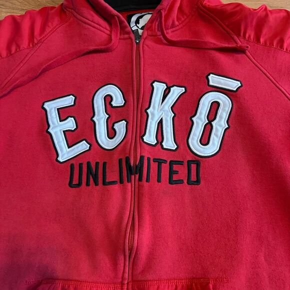 Vintage Ecko Unlimited Full Zip Hoodie Red | Men Size 2XL - Picture 5 of 12